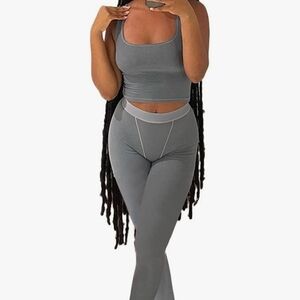 Women's Gray Two-Piece Jumpsuit